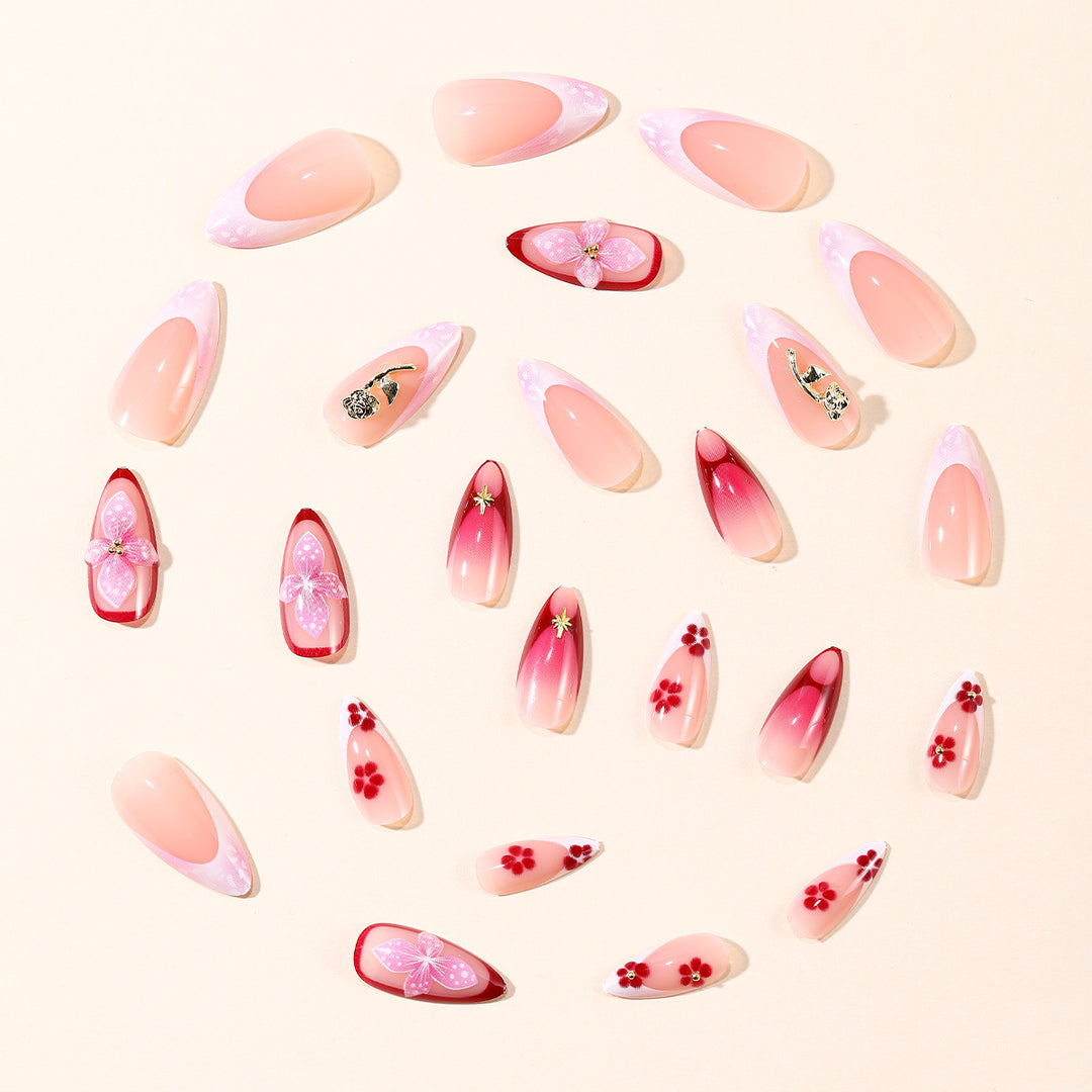 Elegant 3D Floral Acrylic Nail Art Extensions Kalsten