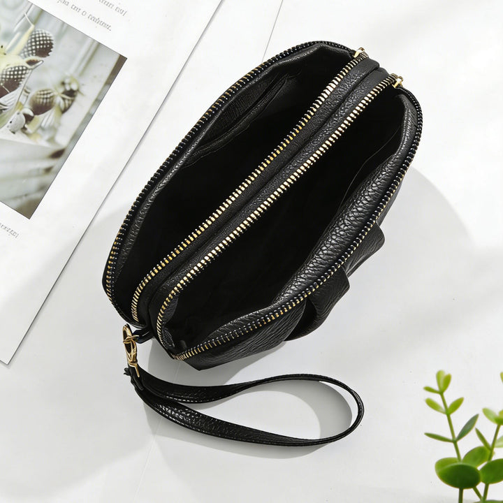 Textured Leather Zip Clutch Wallet Kalsten