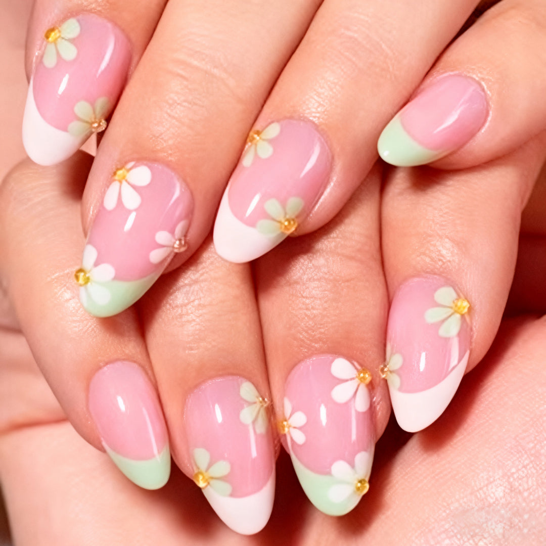 Artistic Floral-Embellished Press-On Nail Set Kalsten