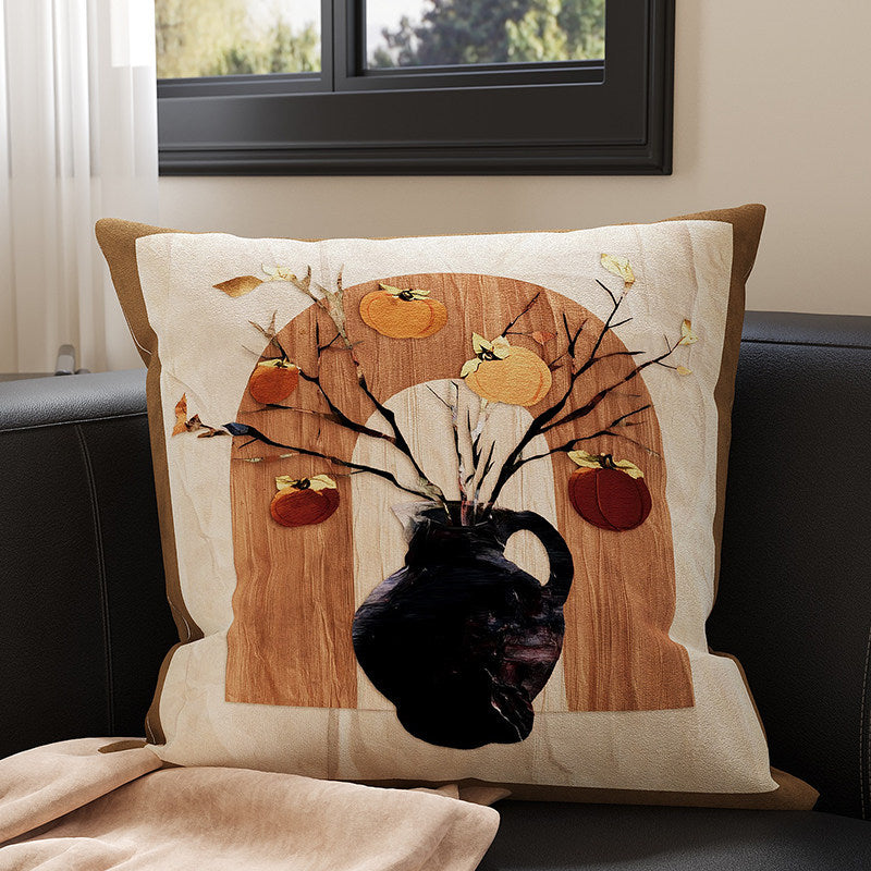 Decorative Tufted Velvet Throw Pillow Cover with Raised Floral Appliqué