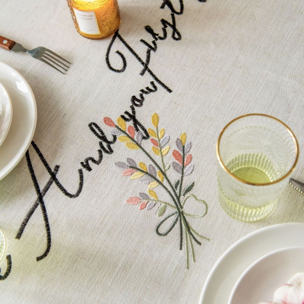 Embroidered Tablecloth with Decorative Fringe