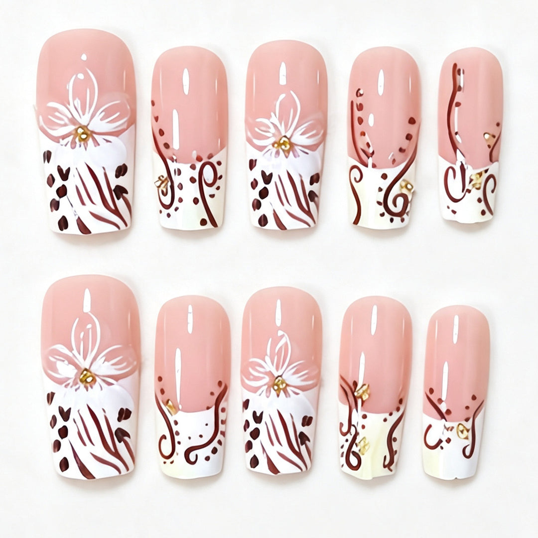 Elegant Floral Acrylic Nail Extensions Kalsten