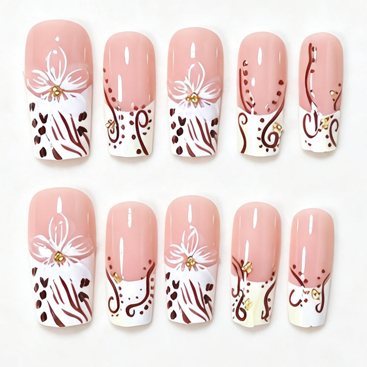 Elegant Floral Acrylic Nail Extensions Kalsten