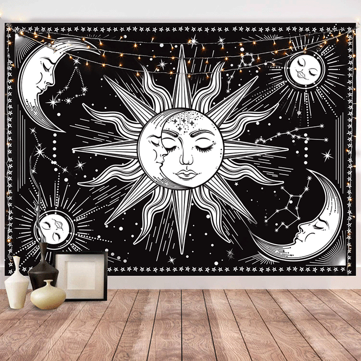 Celestial Sun and Moon Wall Tapestry