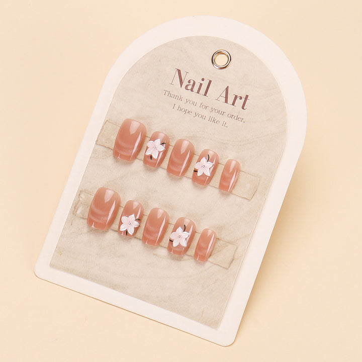 Elegant Long Press-On Nails Set with Artistic Tips Kalsten