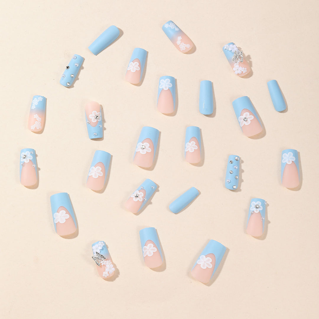 Decorative Floral Acrylic Nail Extensions Kalsten