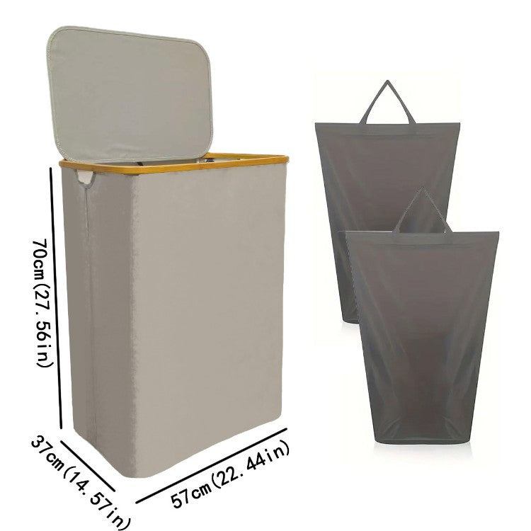 Laundry separation system with bamboo lid and multiple compartments Kalsten