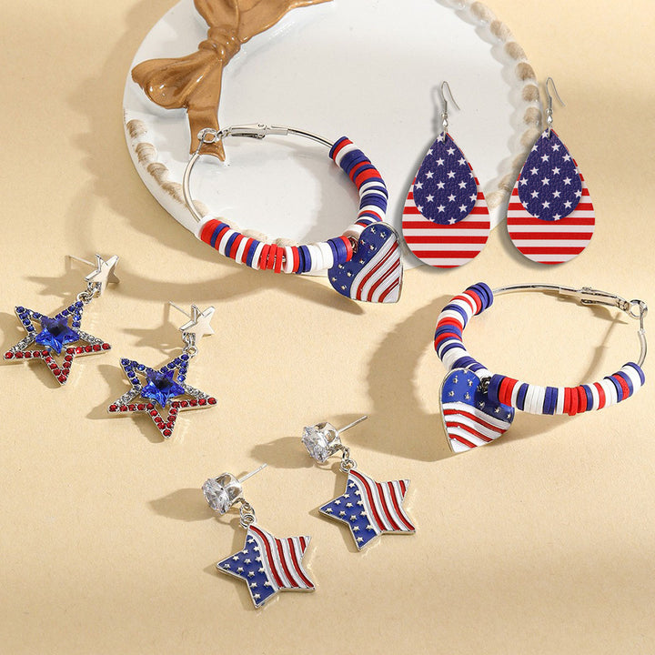Ladies nan glittering star drop earrings with faceted central stone and rhinestone accents, nickel-free Kalsten