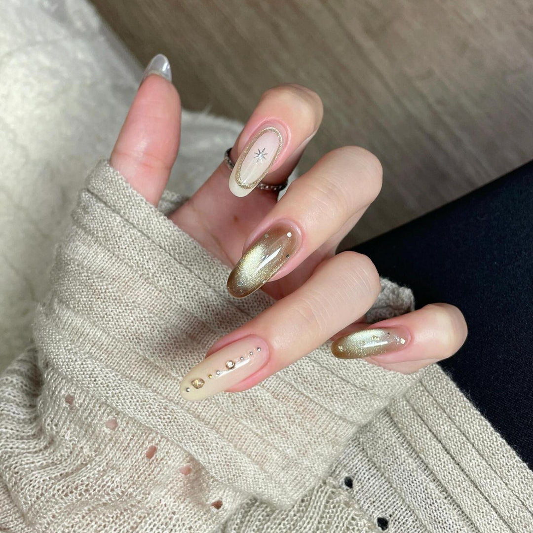 Artificial nails with glitter and star design Kalsten