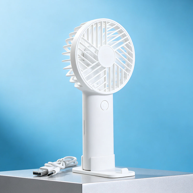 Unisex nan compact rechargeable handheld fan with stand and child-friendly bear motif Kalsten