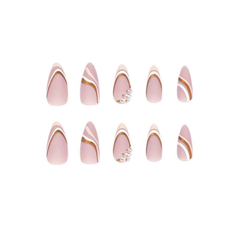 Artistic stiletto nails with elegant wave design Kalsten