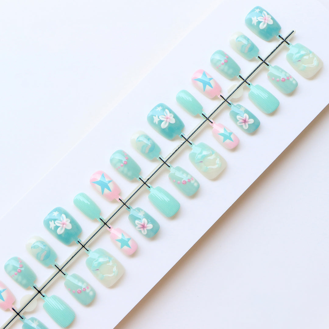 Mermaid-Inspired Decorative Press-On Nail Set Kalsten
