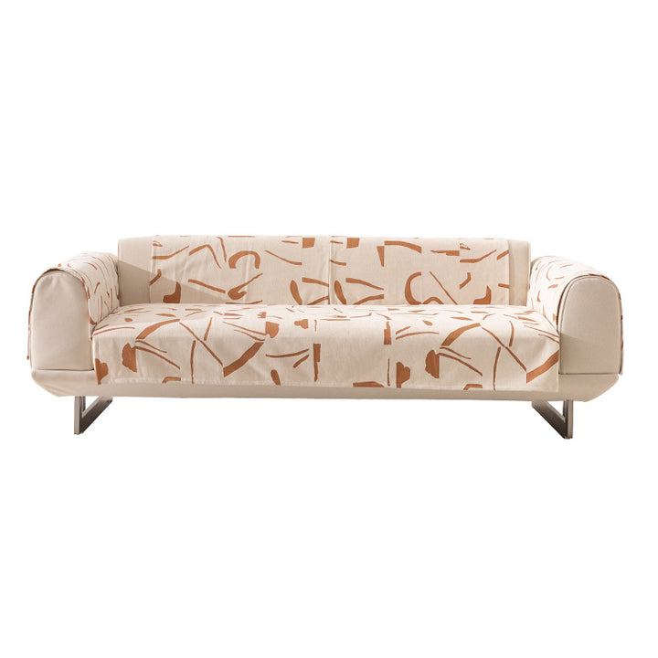 Stretch sofa cover with abstract brushstroke print and elastic waistband Kalsten