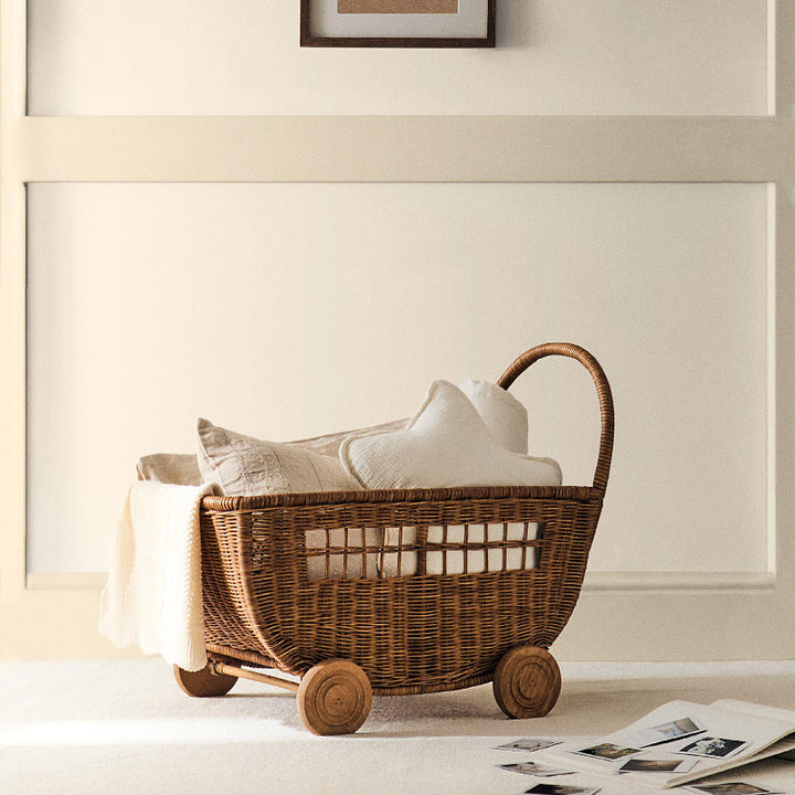 Vintage Woven Storage Cart Kalsten