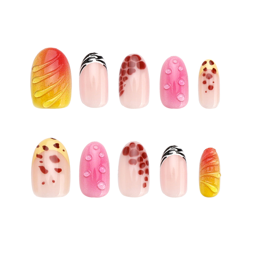 Creative artificial nails with floral design and glitter accents Kalsten