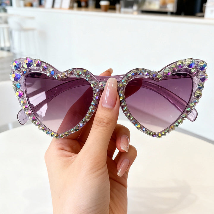 Rhinestone Heart-Shaped Sunglasses Kalsten