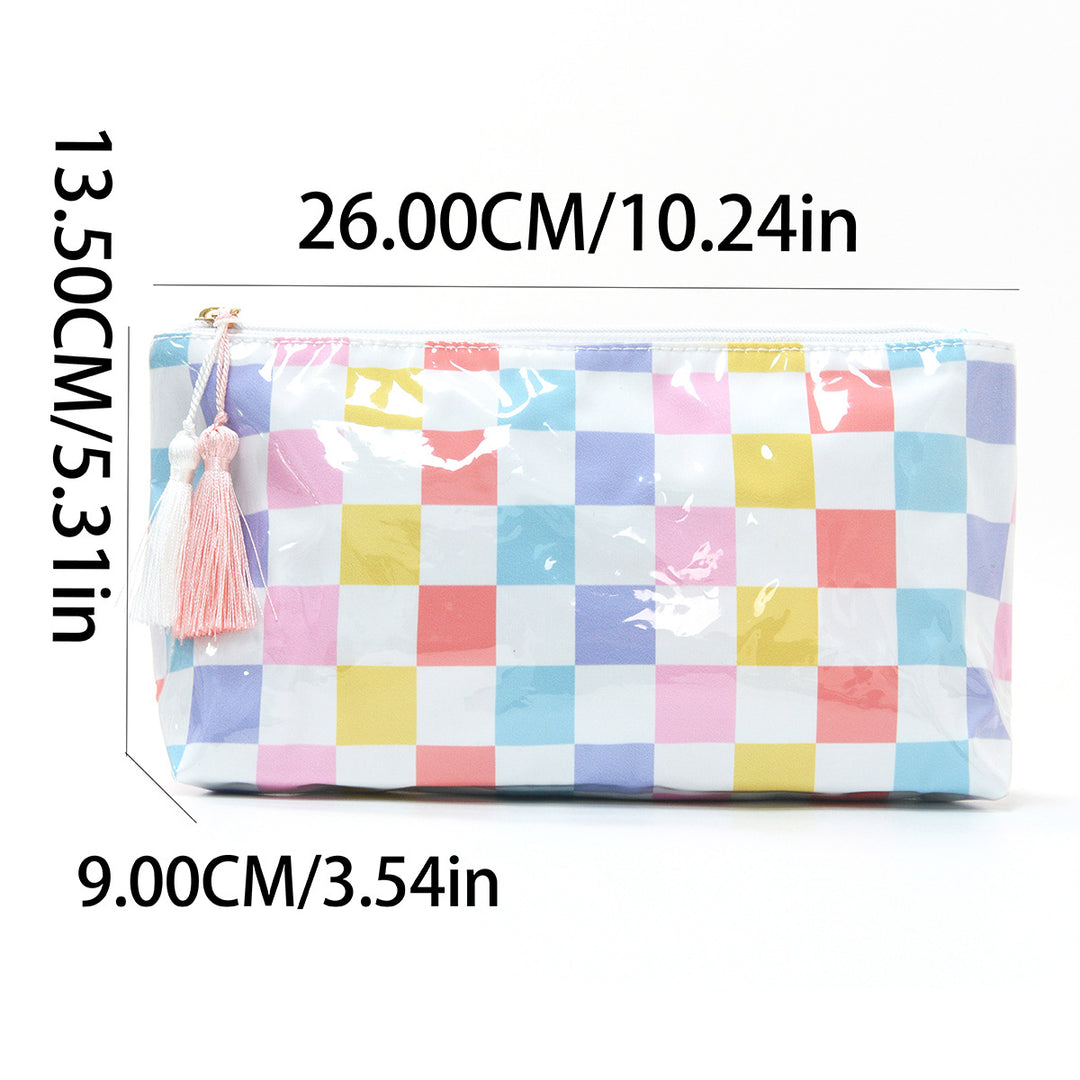 Cosmetic storage bag with water-repellent surface and tassel detail Kalsten