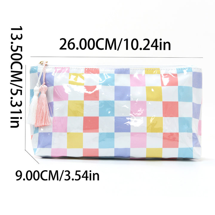 Cosmetic pouch with colorful check pattern Kalsten