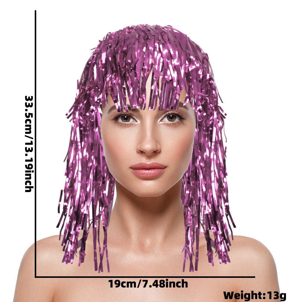 Women's nan metallic foil fringe hula skirt with elastic waistband party costume Kalsten