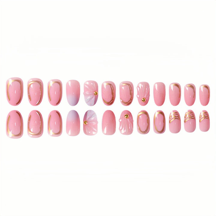 Floral Geometric Press-On Nail Art Set Kalsten