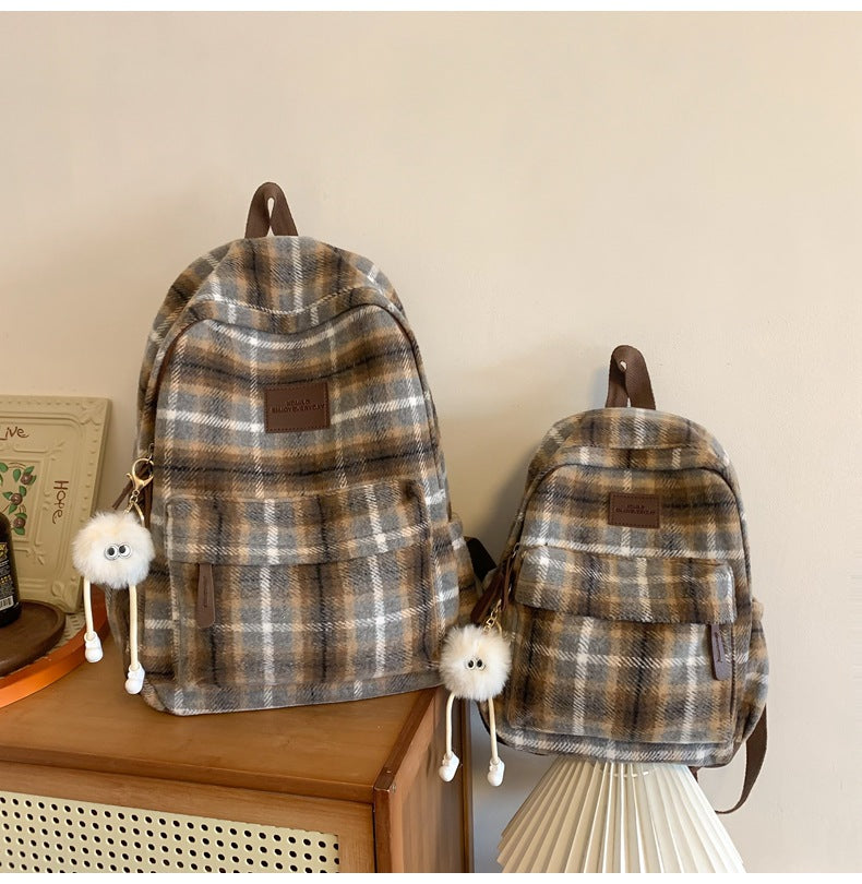 Plaid Backpack Set