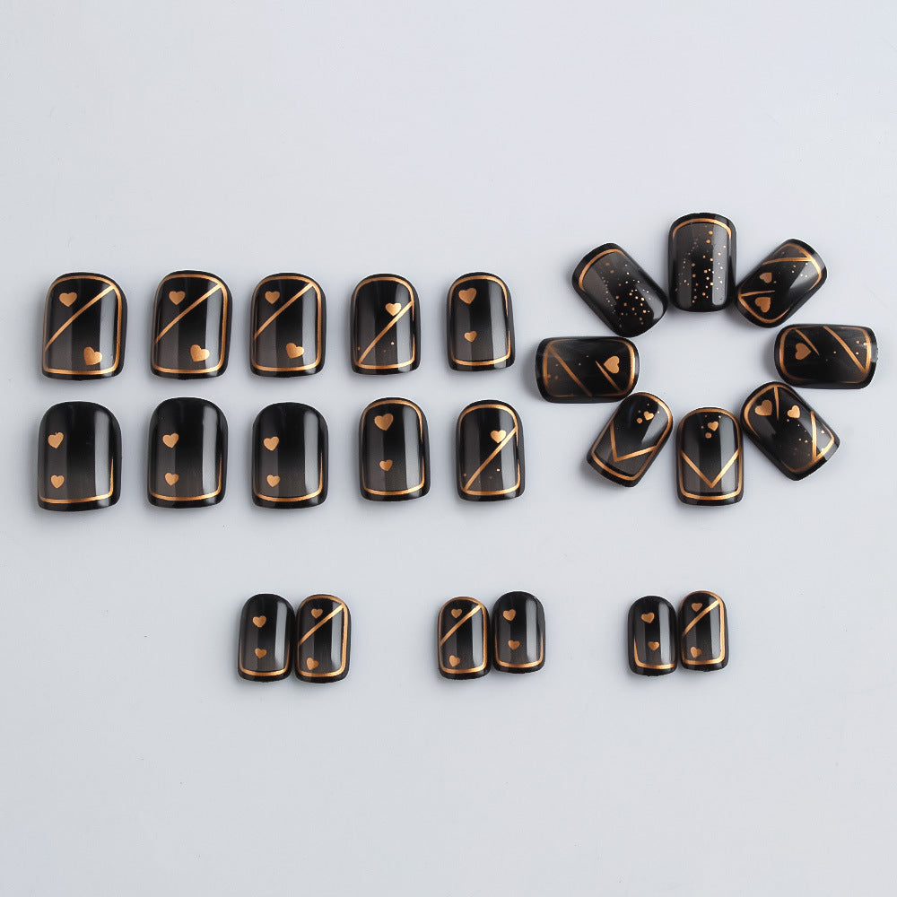 Elegant Heart-Embellished Press-On Nails Kalsten
