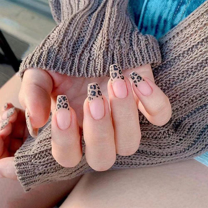 Leopard Print French Tip Press-On Nails Kalsten