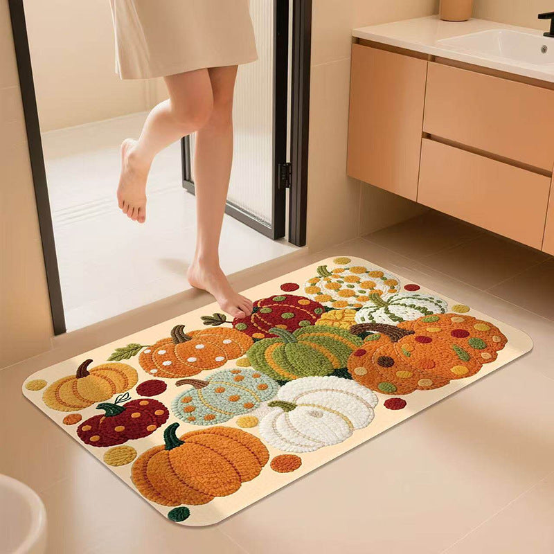 Pumpkin-Themed Bath Mat