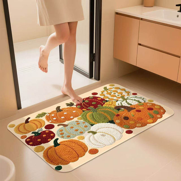 Pumpkin-Themed Bath Mat
