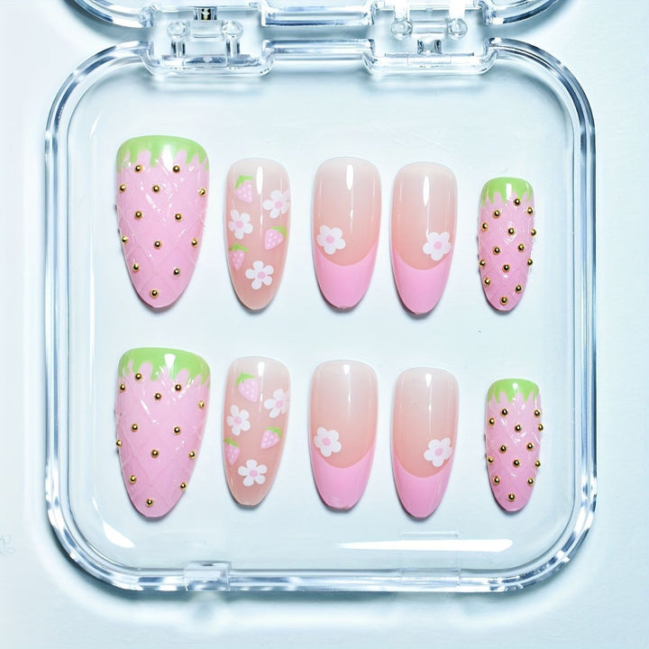 Creative Strawberry-Themed Press-On Nail Art Set Kalsten