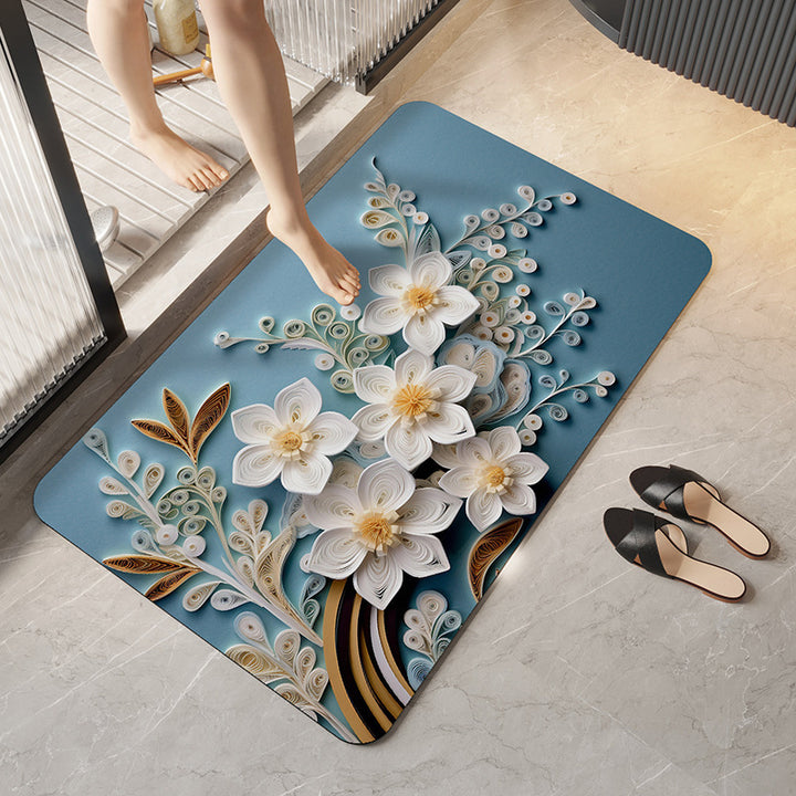 Soft Plush Floral Design Bath Mat
