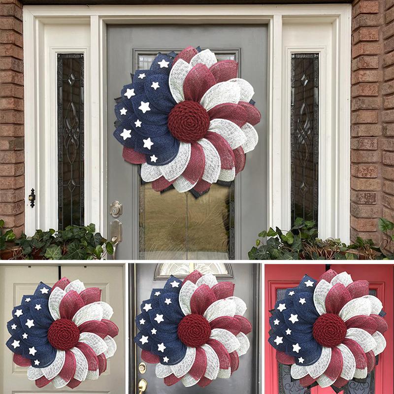 Patriotic Burlap Door Wreath Kalsten