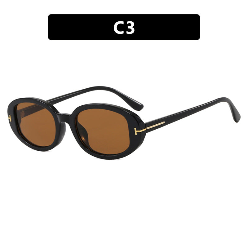 Ladies stylish oval sunglasses with golden details Kalsten