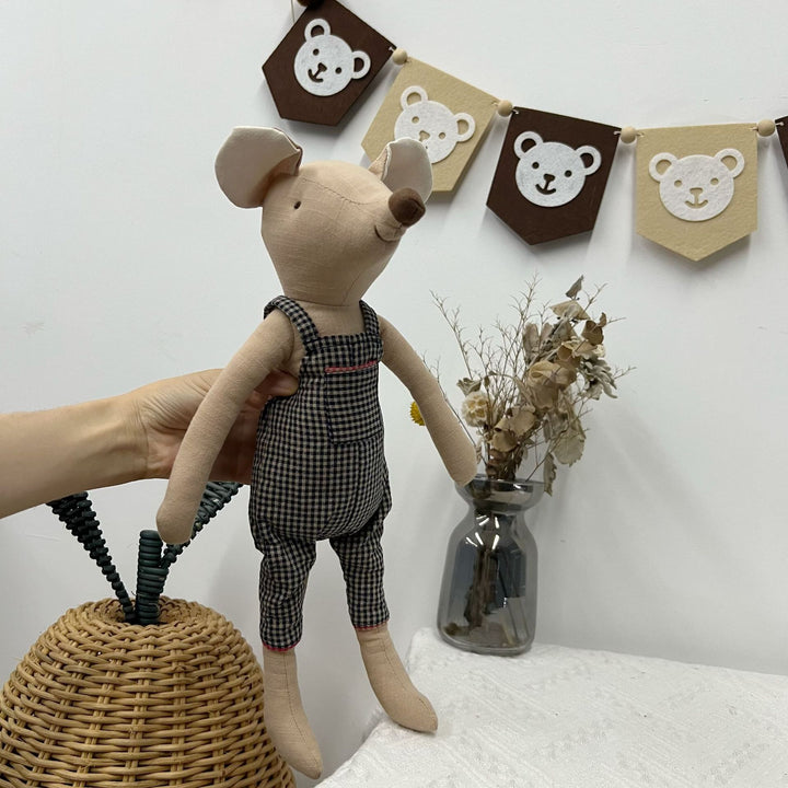 Handcrafted Linen Elephant Soft Toy with Ruffled Collar