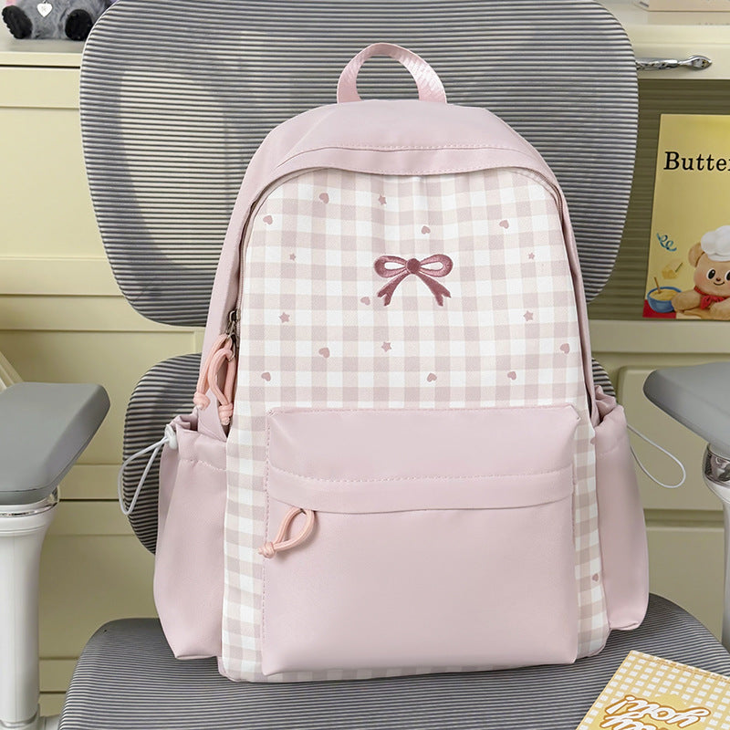 Checked Patterned School Backpack Kalsten