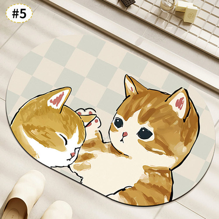 Cute Cat-Themed Plush Bath Mat