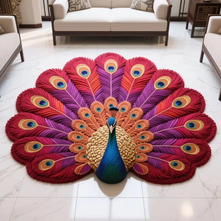 Peacock-Themed Artistic Area Rug