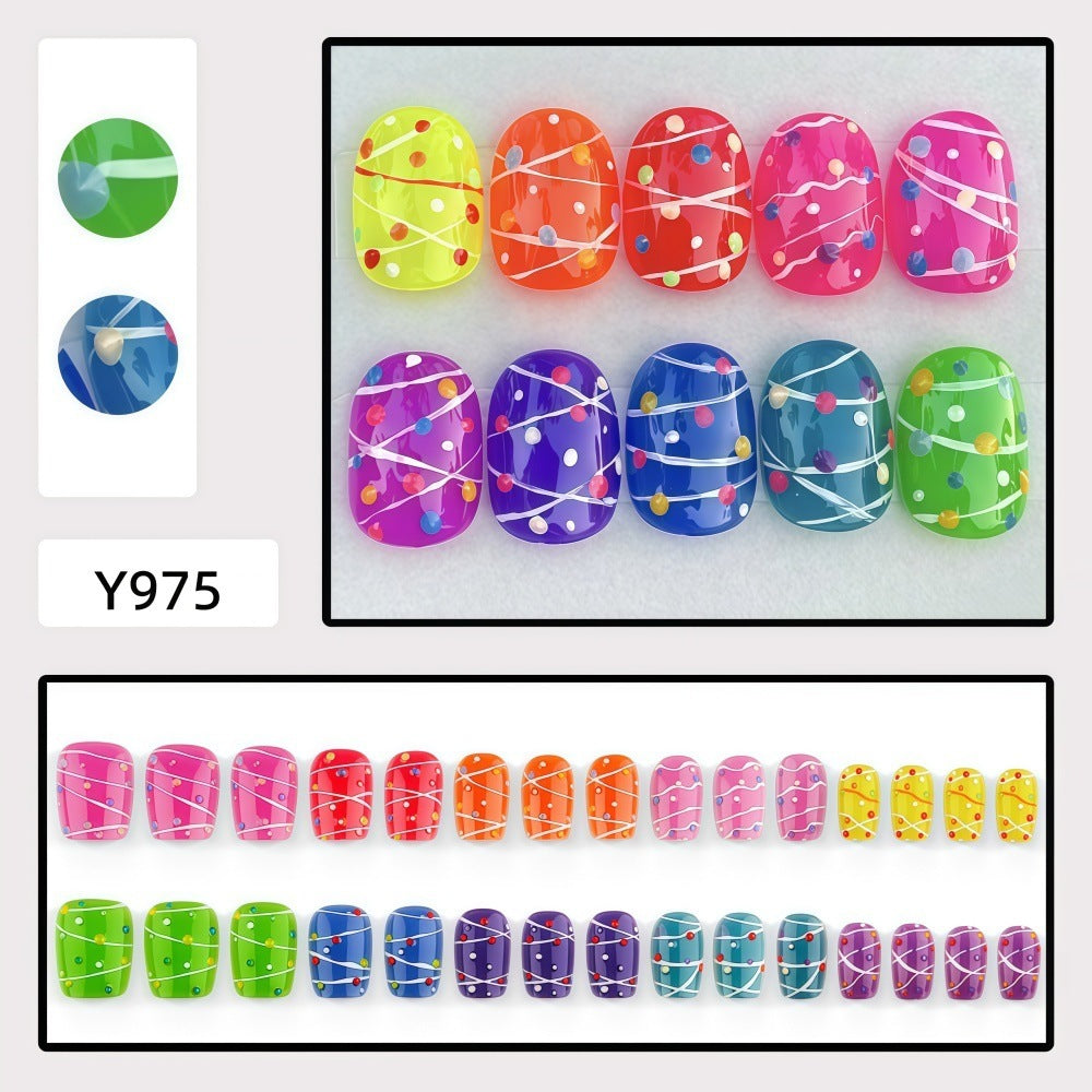 Colorful playful design artificial nails Kalsten