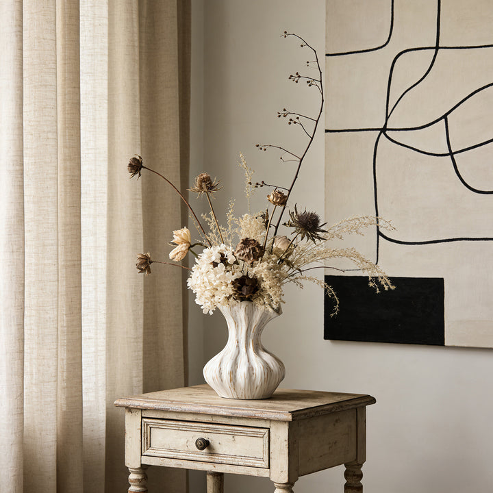Handmade Profiled Ceramic Home Accent Vase with Organic Rippling Texture