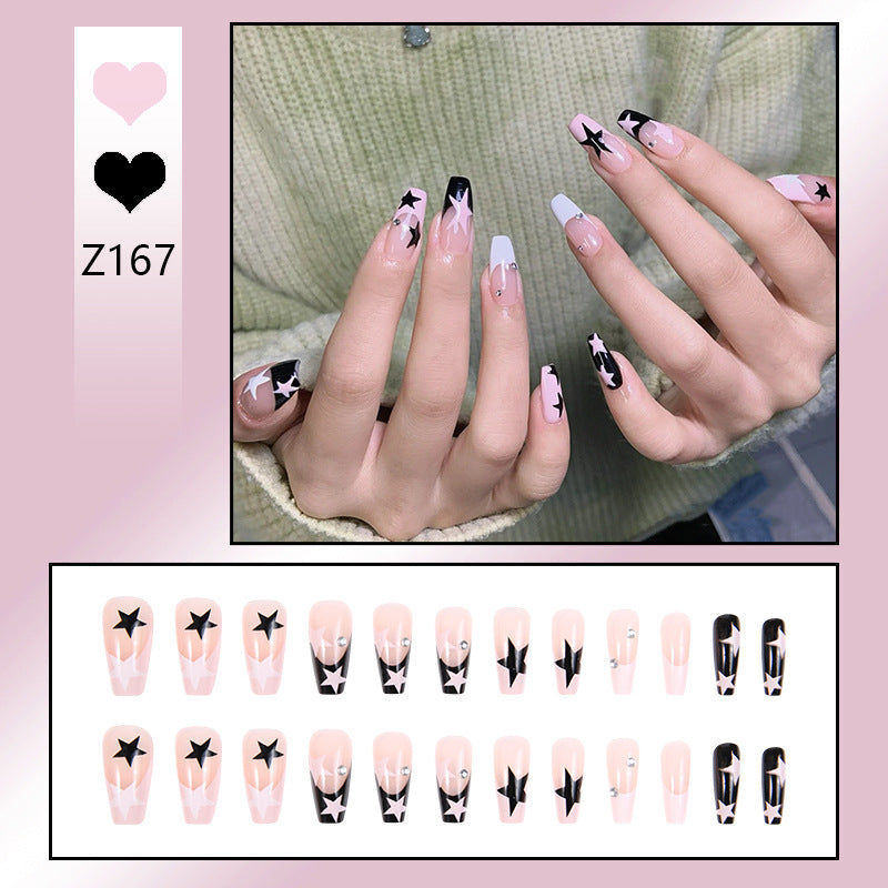 Artificial nail set with glamorous star design and sparkling accents Kalsten