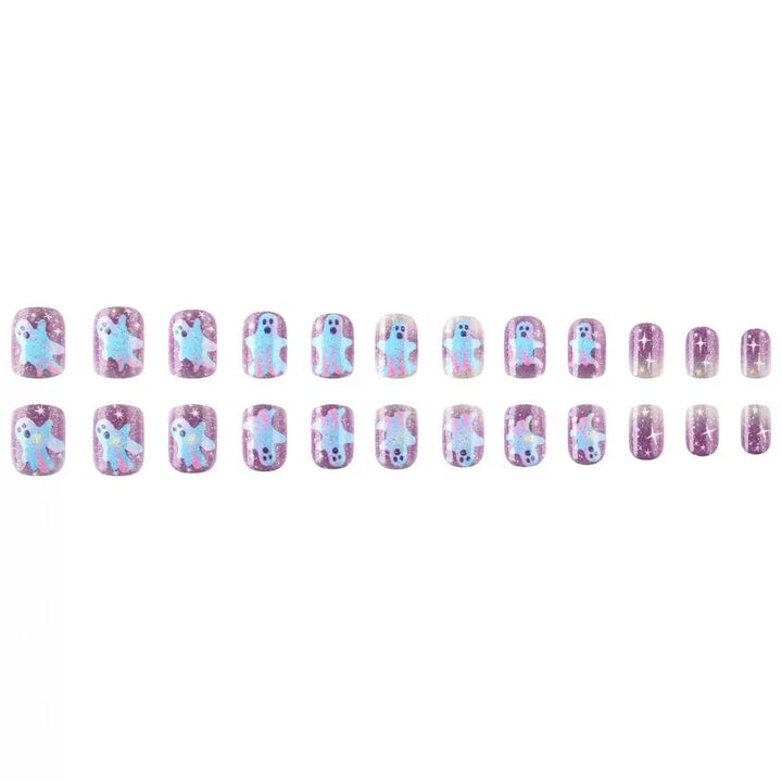 Acrylic Nail Set with Creepy Ghost Motifs Kalsten
