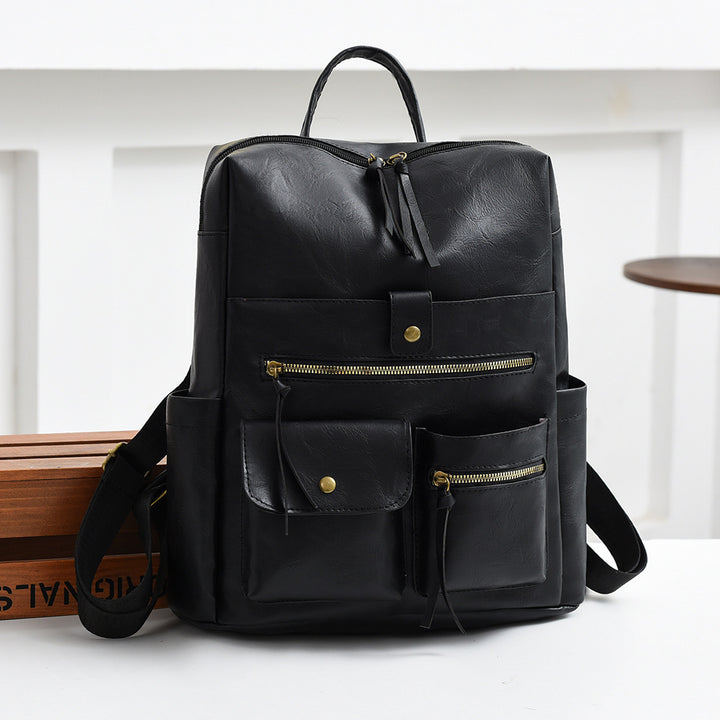 Stylish Multi-Pocket Faux Leather Backpack Kalsten