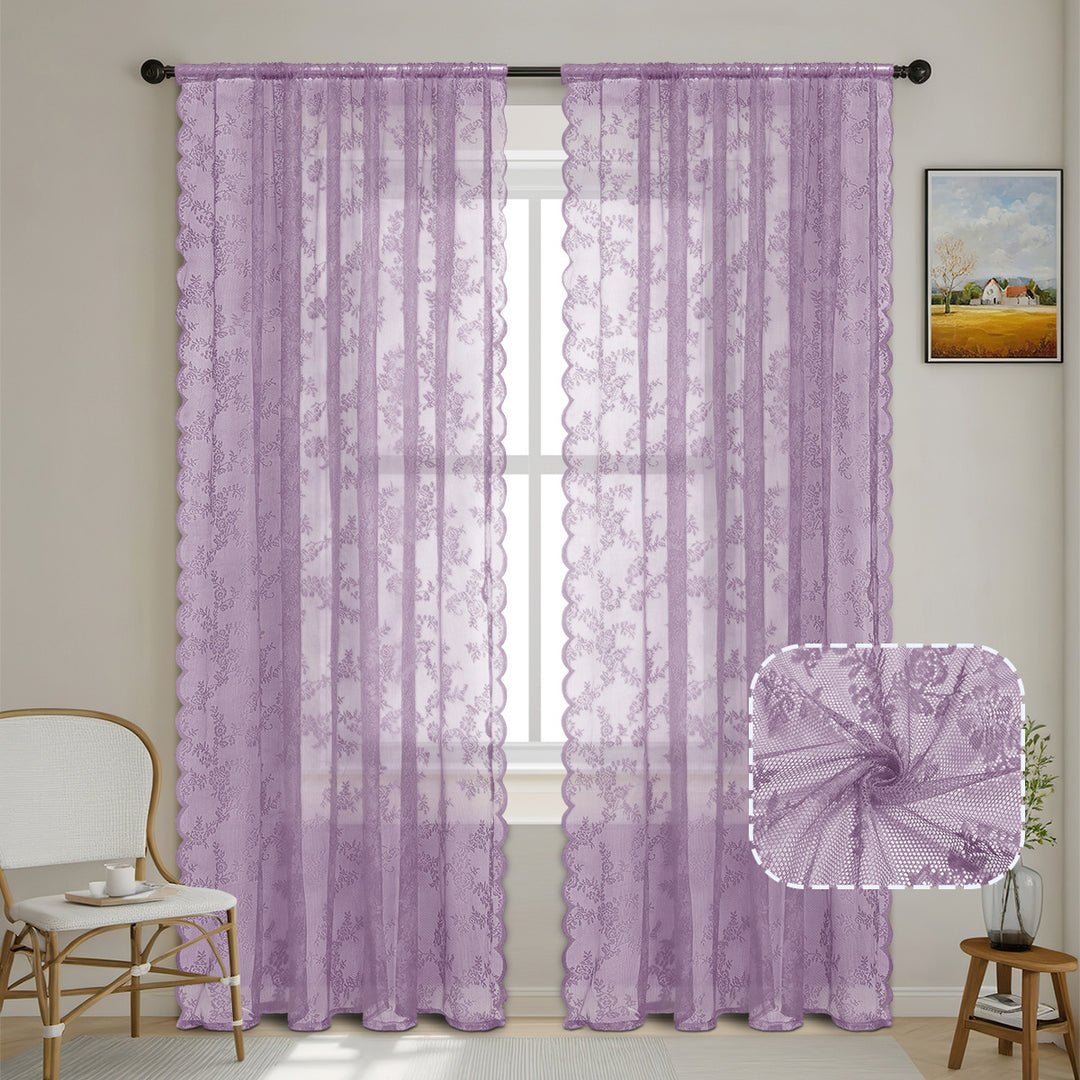 Elegant Floral Lace Window Drapes