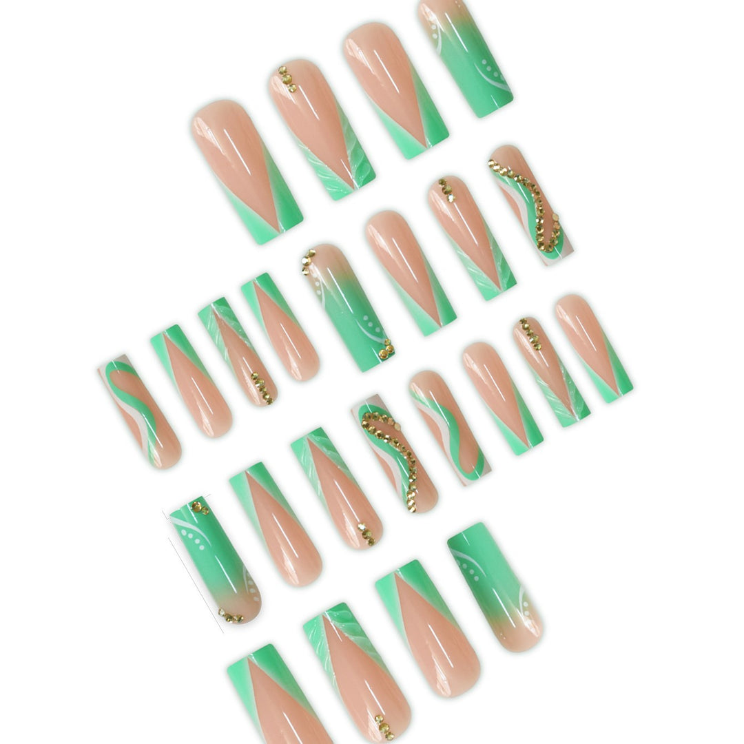 Decorative Press-On Nail Art Set with Rhinestone Accents Kalsten