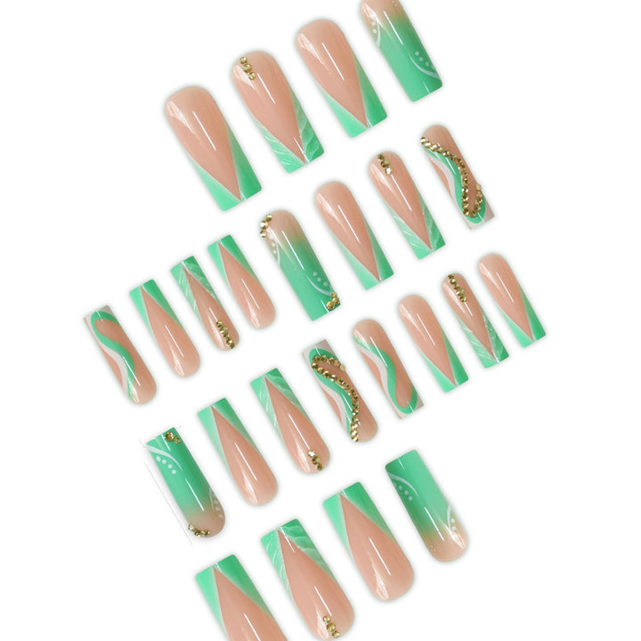 Decorative Press-On Nail Art Set with Rhinestone Accents Kalsten