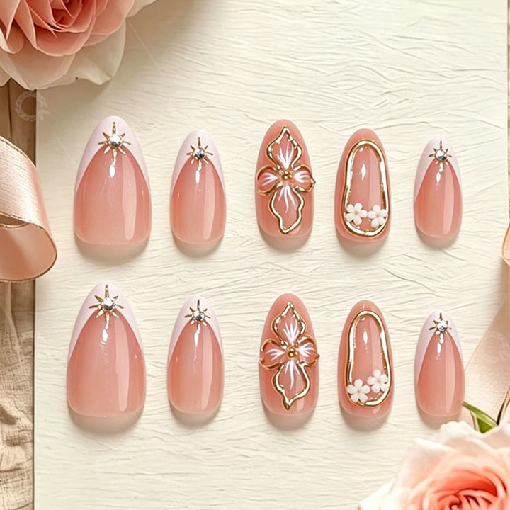 Elegant Floral Accent Press-On Nails Kalsten