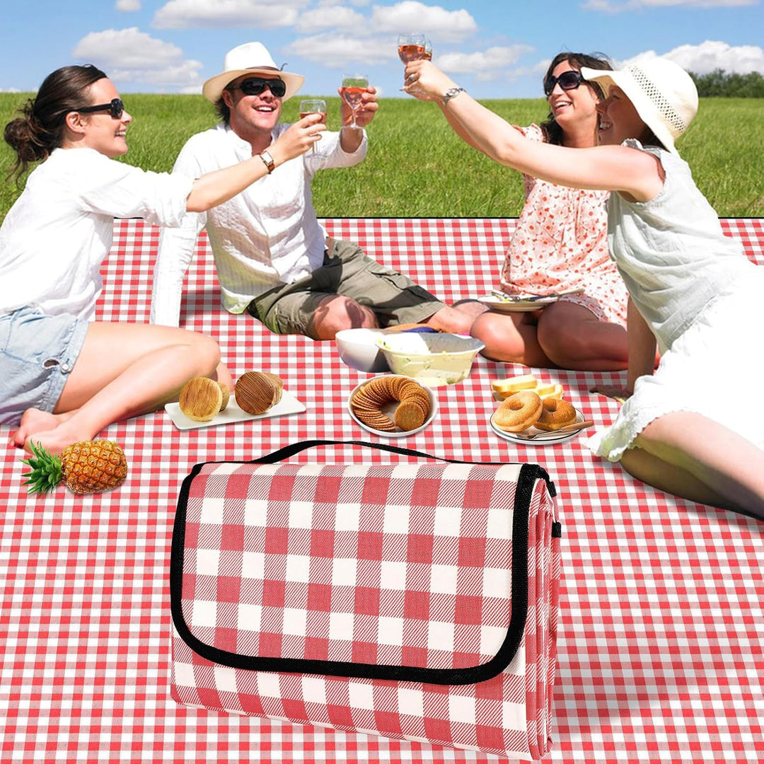 Women Folding Picnic Blanket with Carrying Bag Kalsten
