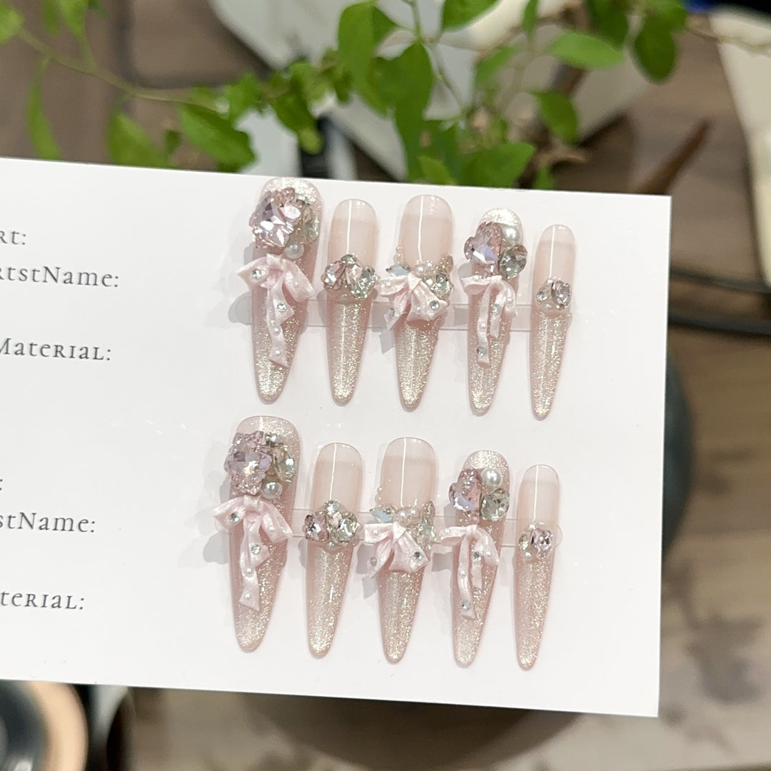Sparkling Rhinestone-Embellished Press-On Nail Art Kit
