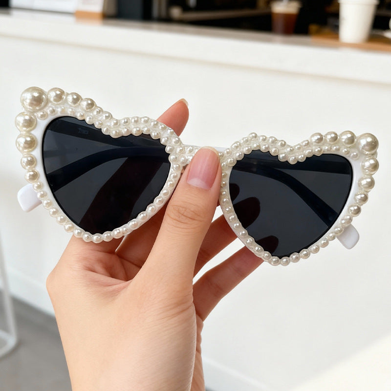 Heart-Shaped Pearl-Detail Sunglasses Kalsten