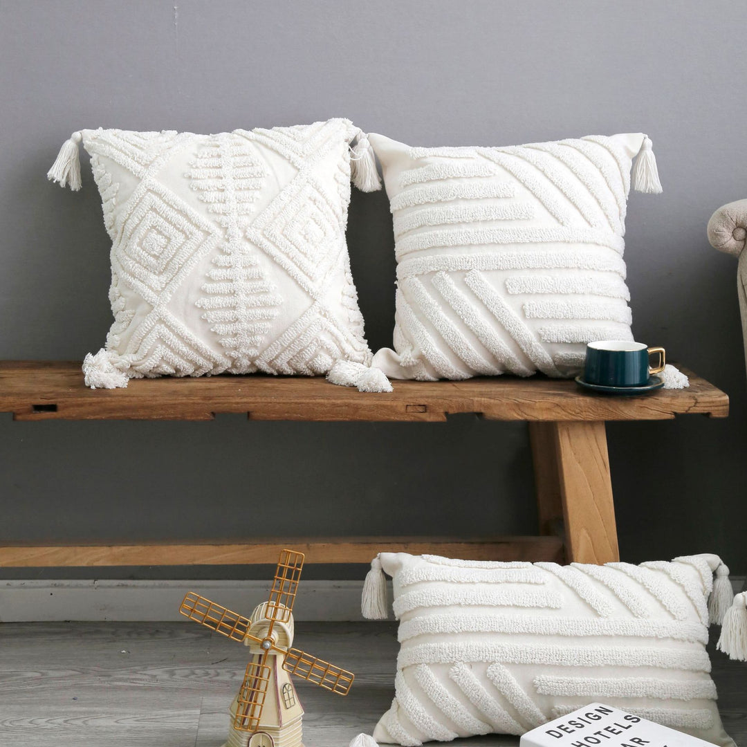 Textured Geometric Throw Cushion